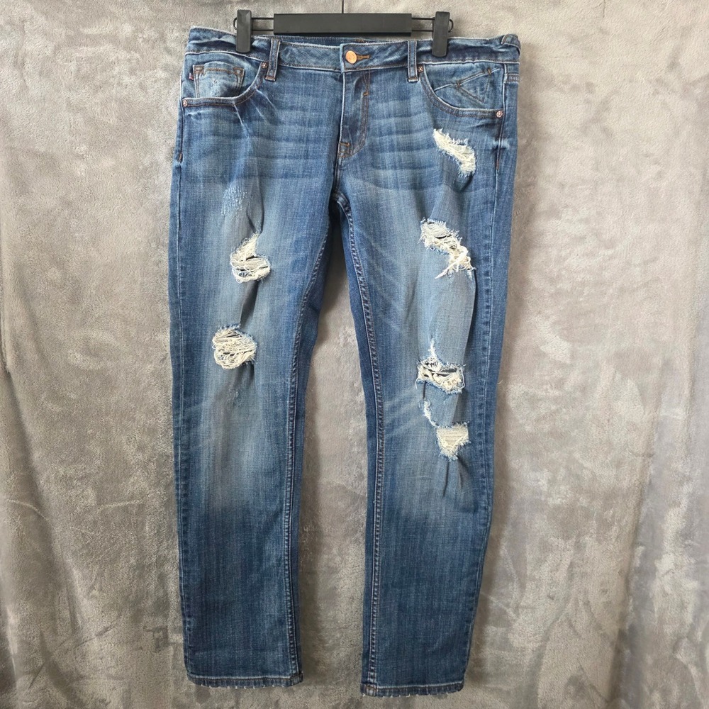 Vigoss The‎ Thompson Tomboy Distressed Ripped Jeans Medium Wash Blue Size 30x27